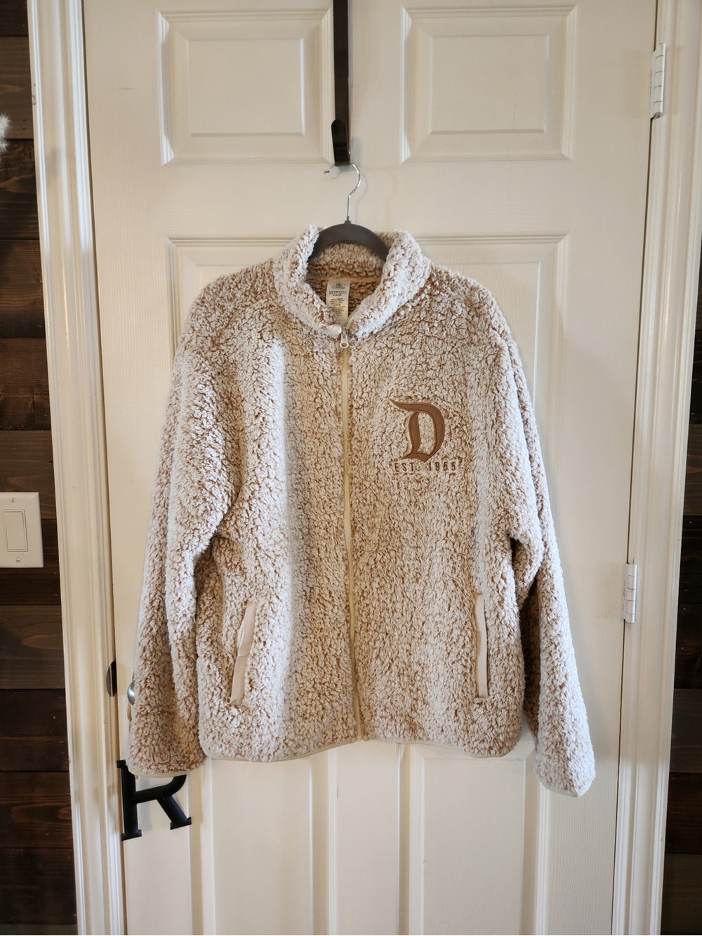 Disney Tan Cream Sherpa Teddy Jacket with Embroidery, women’s XL